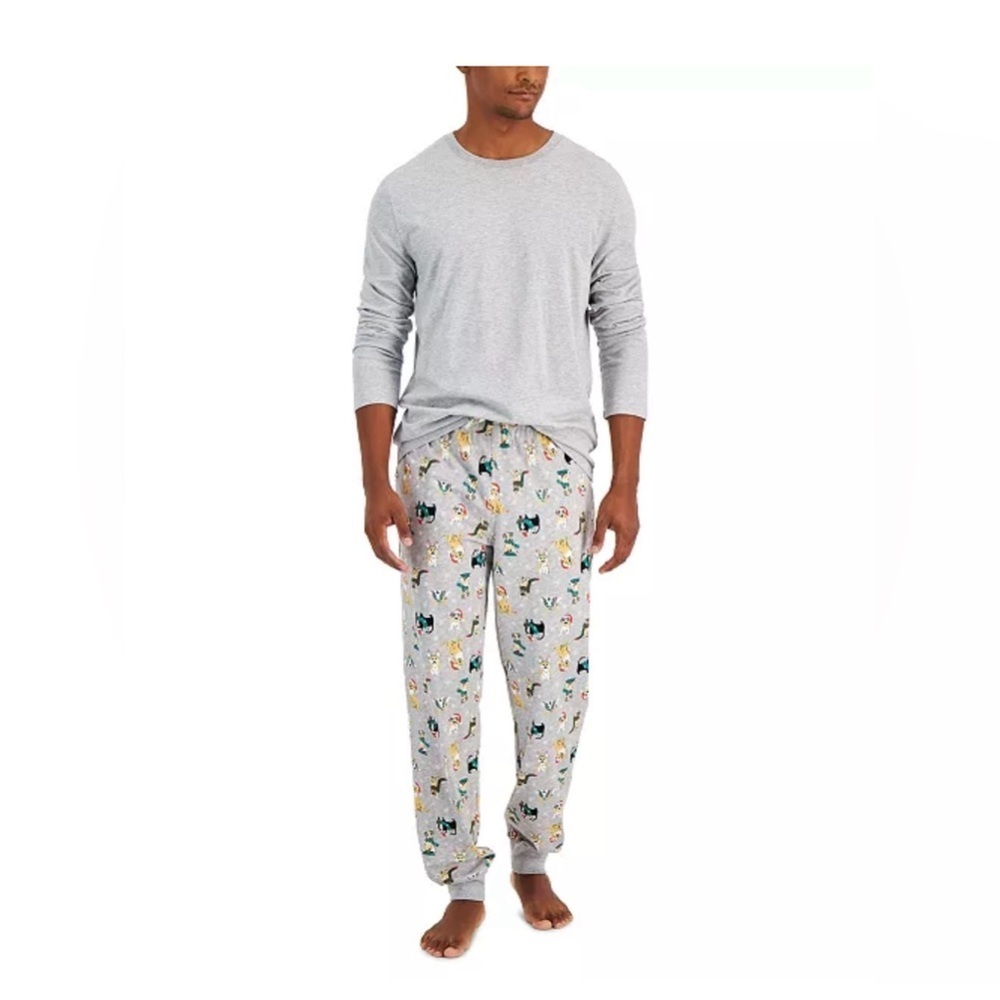 New Men’s Family Pajamas Matching Men's Holiday Dogs & Cats Mix size large